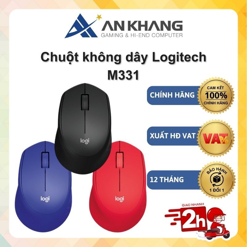 Chuột không dây Logitech M331 Silent Kết nối đầu thu USB Giảm ồn Pin trâu Chính hãng Bảo hành 12 Tháng | BigBuy360 - bigbuy360.vn