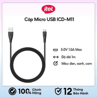  Dây cáp sạc Itel ICD-M11 1M Data | Micro USB Cable | Hàng Chính Hãng | Bảo hành 6 tháng 