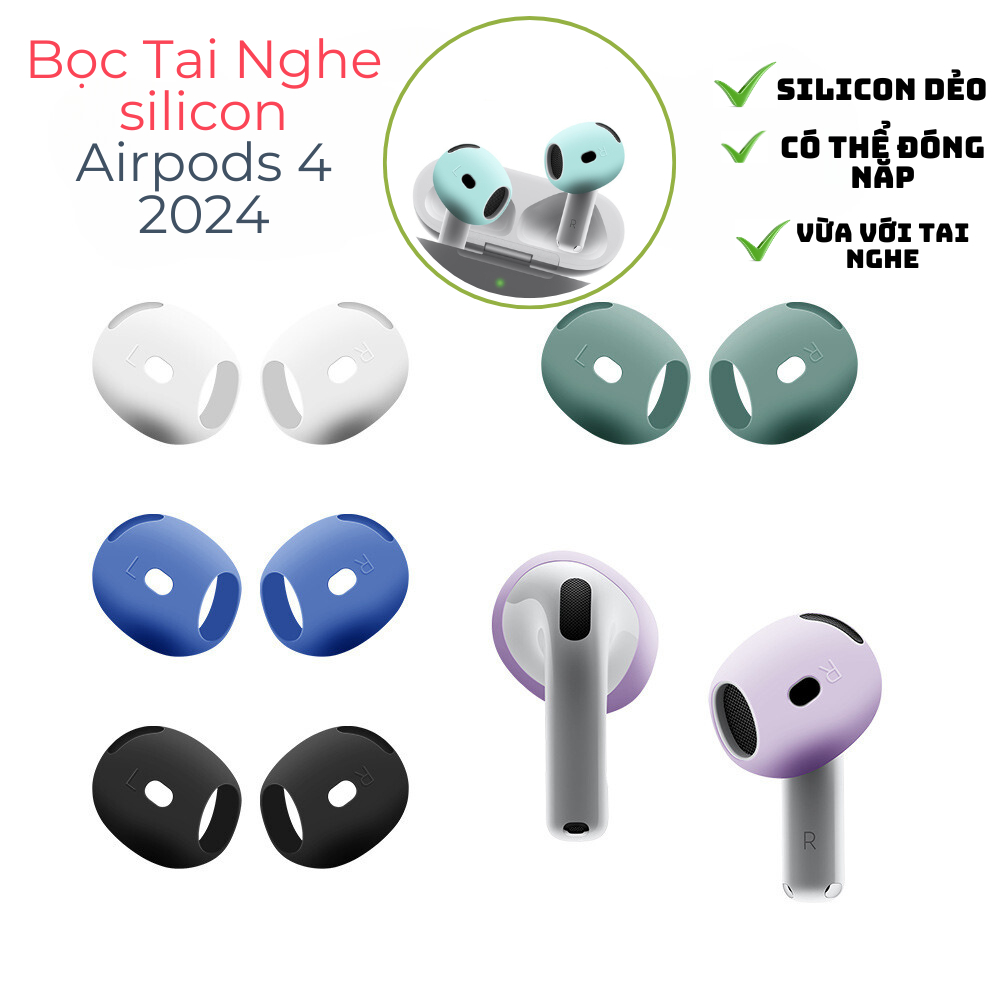 Bộ 2 Miếng Bọc Tai Nghe Silicon Cho Airpods 4/ Airpods1/2/ Airpods Pro/ Airpods 3/ Airpods pro 2 giú
