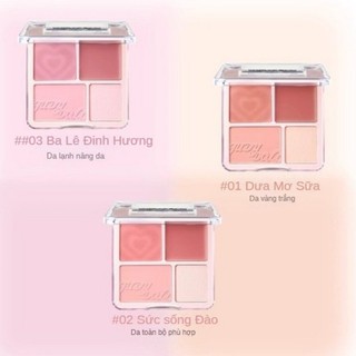  Phấn Má Và Phấn Bắt Sáng 4 Ô Judydoll Blush & Highlight Palette 9g hiệu ứng gò má ửng hồng tự nhiên Má hồng Judy doll 