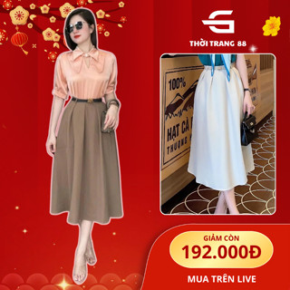  Chân váy xoè dài 75cm xếp ly có túi to 2 bên thời trang cao cấp công sở thanh lịch sang trọng CV040 