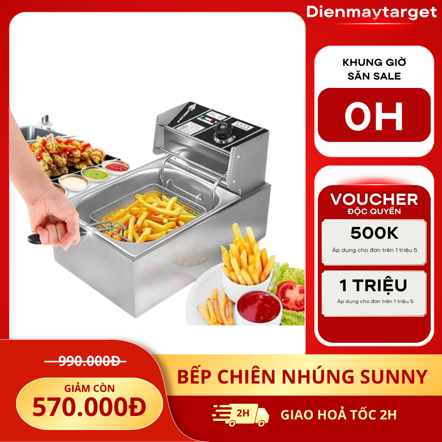 Bếp chiên nhúng điện Seka Sunny 6L, 12L inox cao cấp, bếp chiên ngập dầu bảo hành 12 tháng