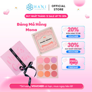 Bảng má hồng Mona Soft Mist Holding Color Powder Blusher, phấn má hồng 9 ô chất phấn mịn, dễ tán và bên màu cả ngày