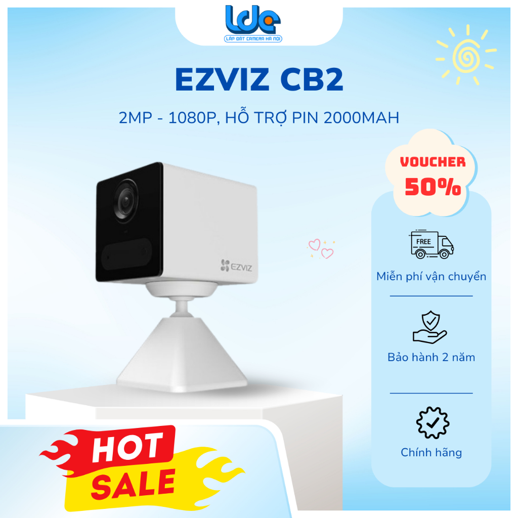 Camera dùng Pin sạc CB2 Ezviz chính hãng 3MP (pin sạc 2.000 mAh), Dùng sim 4g, BC2 dùng wifi
