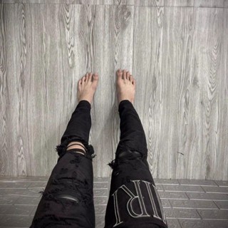  Quần jean bò nam đen trơn in chữ ICON trắng cực chất chuản boy phố chất vải dày dặn hot Trend 