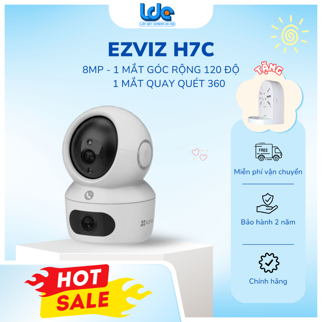 Camera Wifi EZVIZ H7C 8MP 2 ống kính, có màu đêm, loa mic đàm thoại 2 chiều, quay theo chuyển động