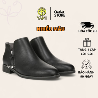 Giày Bốt Cổ Thấp, Giày Boot Đế Bằng Gót 3cm Cổ Thấp Mũi Tròn Khóa Kéo Có Big Size Màu Nâu & Đen, Bốt VNXK Xuất Xịn YAMI