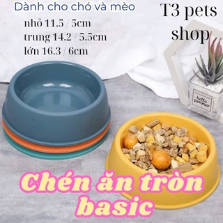 chén tròn nhựa màu basic cho chó mèo - T3 PETS SHOP