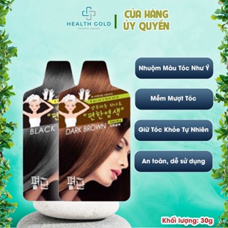   Hộp 5 Gói  Dầu Gội Phủ Bạc Thảo Dược Pyeonan Hàn Quốc 30g – Nhuộm Tóc Nhanh Không Hại Da Đầu 