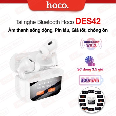 Tai nghe Bluetooth V5.3 Hoco DES42 - Pin lâu, Chống ồn, Âm thanh sống động, Phù hợp chơi game,chống ồn ANC