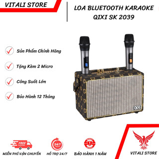 Loa Bluetooth Karaoke Qixi SK 2039  - Tặng Kèm 2 Micro Không Dây Âm Thanh Siêu Đỉnh, Bass Siêu Trầm, Thiết Kế Cực Đẹp