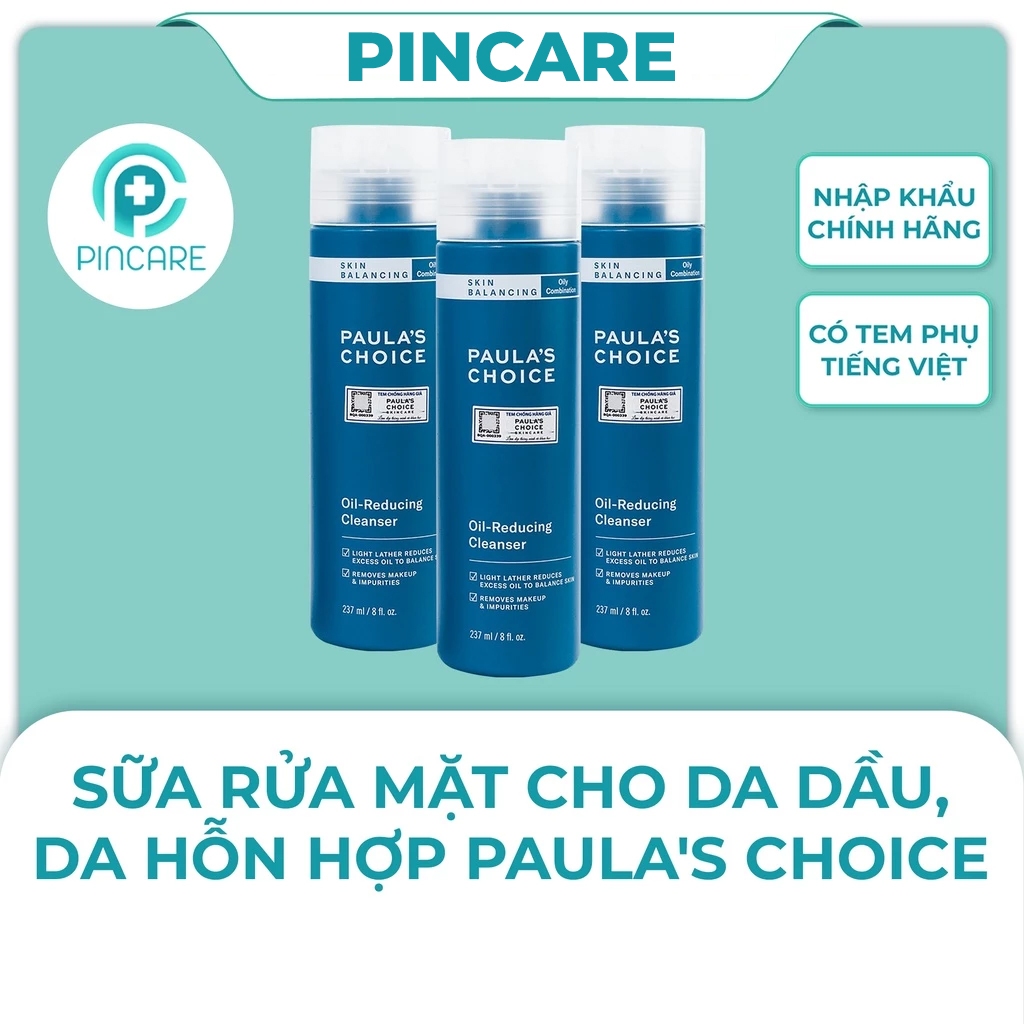 Sữa rửa mặt cho da dầu, da tổng hợp Paula's Choice Skin Balancing Oil Reducing Cleanser 237ml - Hàng chính hãng-PinCare