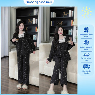 Bộ Bầu - Bộ Sau Sinh Chất Đũi Cổ Ren Tay Bèo - Áo Có Khoá Kéo Quần Có Chun Chỉnh - Freesize X009