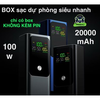 BOX sạc dự phòng 20000mAh 100w pin lithium màn hình LCD type C sạc laptop điện thoại, macbook (không kèm pin)