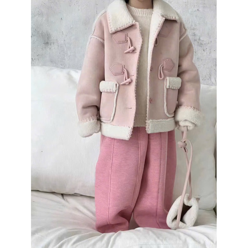 Áo khoác bé gái 14-30kg có 2 màu hồng, nâu