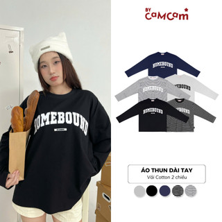 Áo Thun Dài Tay Basic Bycamcam Cotton 2 Chiều Nam Nữ Form Rộng Hàn Quốc
