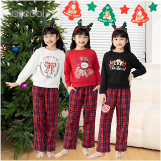 Bộ Noel Dài Tay Bé Gái Aircool Cotton Cao Cấp Mềm Đẹp có cả size to cho Bé 4 đến 16 tuổi-BDTBG28