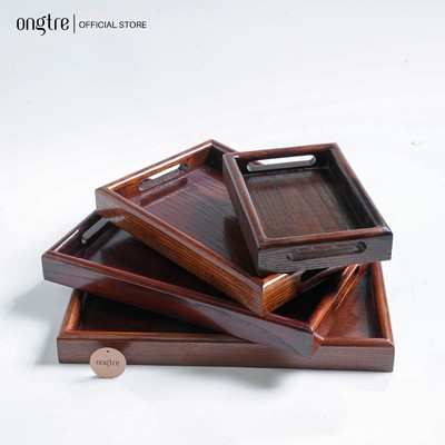 Bộ Khay Gỗ Tần Bì ONGTRE Có Tay Cầm - Khay Gỗ Thành Cao Cao Cấp, Khay Phục Vụ Nhà Hàng, Khách Sạn, Resort, Đa Năng