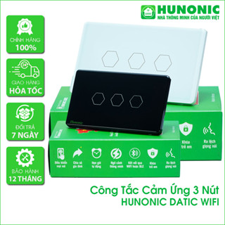 Công Tắc Cảm Ứng Hunonic Datic 3 Nút Kết Nối Wifi Điều Khiển Thiết Bị Qua Điện Thoại