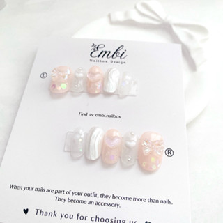 [HOT SALE] Nail Box hồng baby Charm Nơ Hot trend Hàn Quốc Nữ Embi.nailbox E033