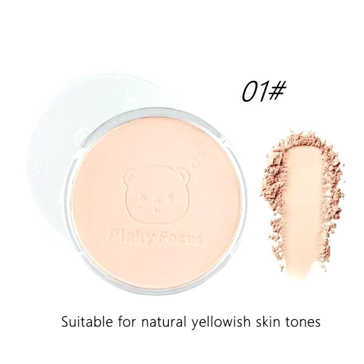 🍒 Phấn phủ in hình gấu Pinky Focus (tặng kèm mút trang điểm hình tròn)