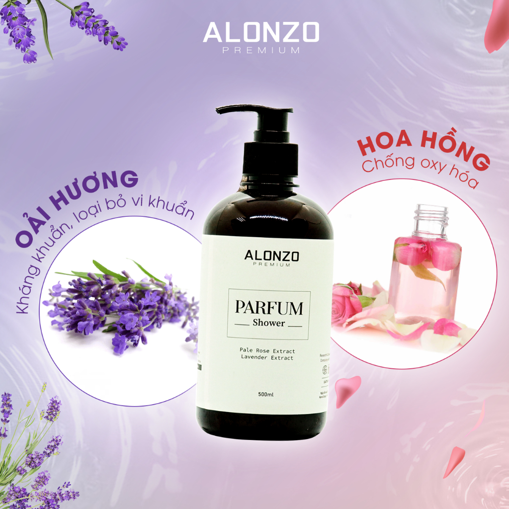 Sữa tắm hương nước hoa dưỡng ẩm cơ thể ALONZO Premium chính hãng ÚC 500ml