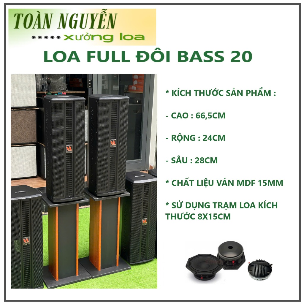 VỎ THÙNG LOA FULL ĐÔI BASS 20 - cặp