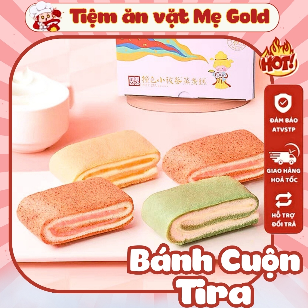 Bánh Cuộn Bông Lan Tiramisu, Nhân Kem Ngọt Thanh Nhẹ, Bánh Mix Đài Loan, Tiệm Ăn Vặt Mẹ Gold