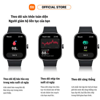 Đồng hồ thông minh Redmi Watch 4 | Màn hình AMOLED 1.97" | Nghe gọi Bluetooth | Thời lượng pin 20 ngày | 5ATM | GPS