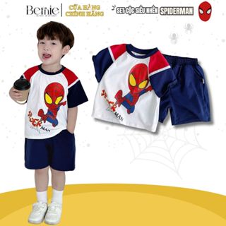 Set bộ siêu nhân người nhện áo thun cotton quần short cho bé trai 1 đến 7 tuổi BERNIE KIDS