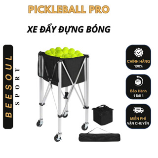 Xe đựng bóng Pickleball, xe đẩy đựng bóng tập luyện đa năng, tennis, bóng bàn, cầu lông gấp gọn