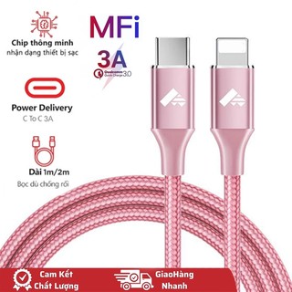  Dây cáp sạc nhanh 3A dành  type C sang đầu L cho điện thoại 7plus 8plus x xsmax 11 12 13 14 pro promax plus Dài 1m 2m 