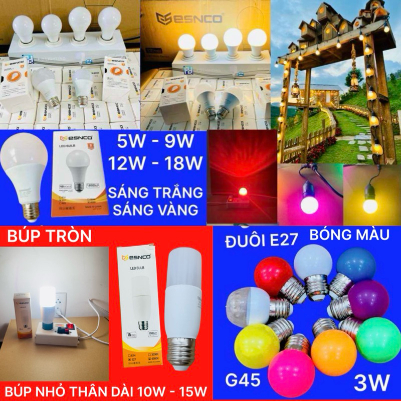 Bóng Đèn Led Búp Tròn - Bóng Màu ( Đuôi E27 ) Công Suất 3W - 5W - 9W - 12W - 18W Ánh Sáng Trắng - Vàng