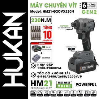 Máy Bắn Vít HUKAN HK-230N, Điều Chỉnh 4 Cấp Lực Siết 230N.m, Nhiều chế độ bắt vít, Sử dụng chân Pin thông dụng