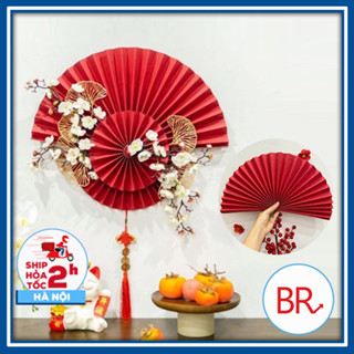 [GẤP SẴN] Giấy đỏ gấp quạt khổ 30x80cm trang trí tết rực rỡ đầu xuân, Giấy đỏ trang trí decor làm quạt Tết decor nhà cửa