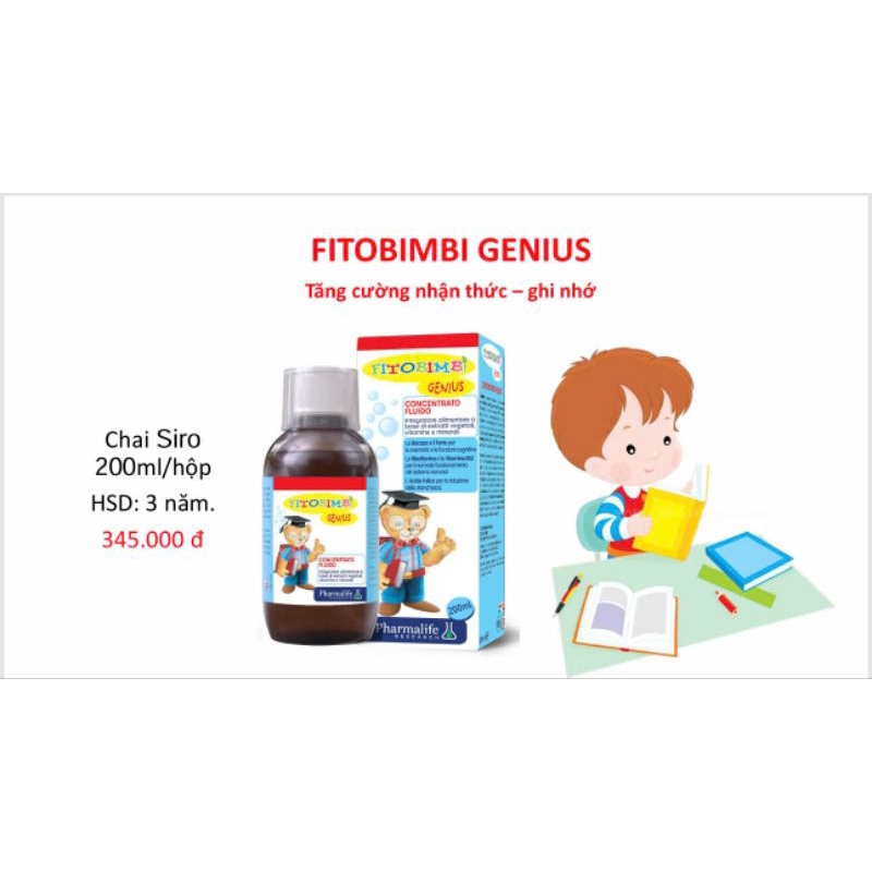 Fitobimbi genius tăng cường nhận thức , tập trung , ghi nhớ và hỗ trợ phát triển trí não