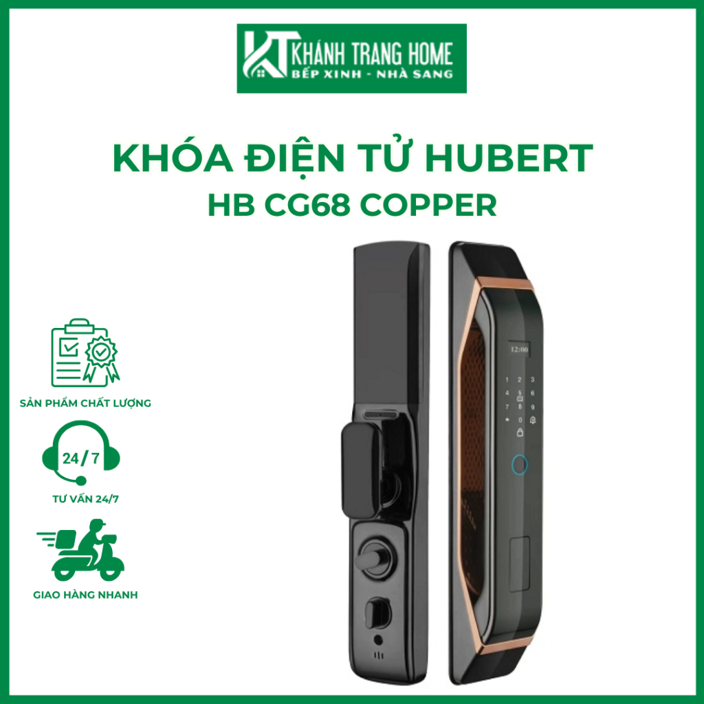 Khóa điện tử HUBERT HB CG68 Copper thiết kế sang trọng hiện đại - Khánh Trang Home
