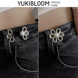  Ghim Cài Quần Hình Bông Hoa Cúc Nhỏ Đính Ngọc Trai Có Nút Thu Gọn Thắt Lưng Quần Phong Cách Thường Ngày YUKIBLOOM 