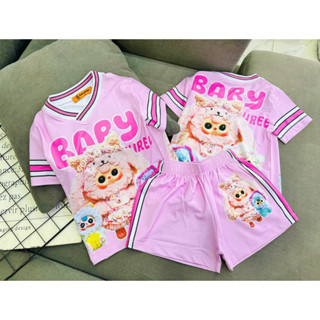 Đồ bộ tay ngắn cho bé 3d thun lạnh bé trai bé gái in hoạt hình mèo kitty, khủng long, siêu nhân