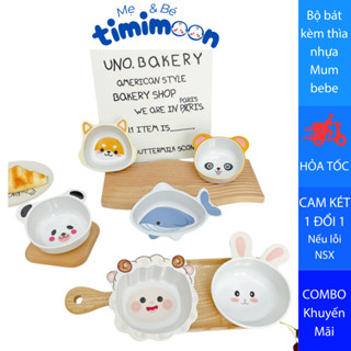 Bộ Bát + Thìa Nhựa Mumbebe Cho Bé Ăn Dặm, Bát Nhựa Ăn Dặm Cho Bé