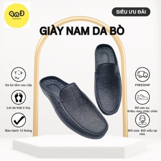 Giày SAPO nam Giày sục nam Giày hở gót nam da bò tấm hai lớp đế cao su có khâu A27