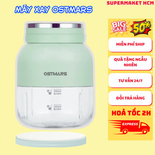 Máy Xay Sinh Tố Ostmars Cầm Tay Mini Sạc Tích Điện - 10 Lưỡi Dao Đa Năng Nhỏ Gọn Dung Tích 500ml