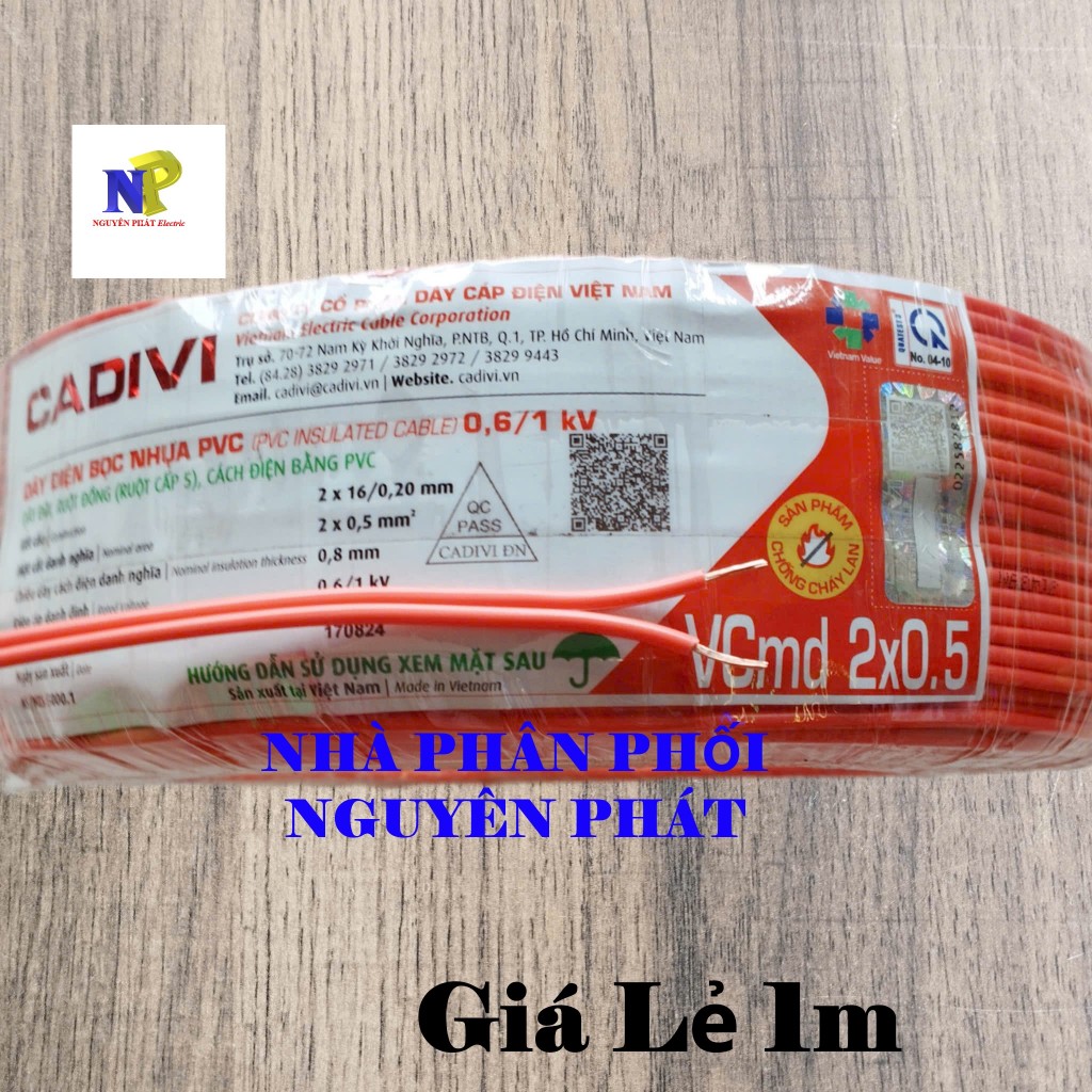 [CADIVI] Dây Điện Đôi 2x16 VCmd2x0.5 - Lẻ 1 Mét