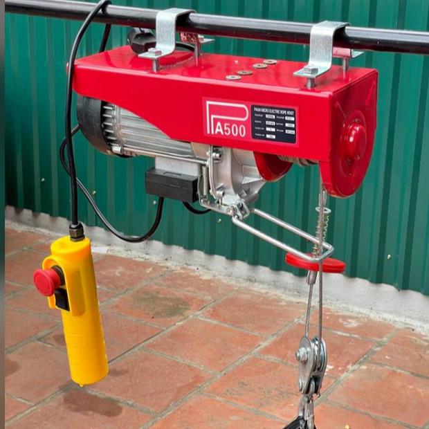Máy tời treo PA500, Tời điện 220v tải trọng 500kg cáp dài 30 mét 2 móc LÕI ĐỒNG