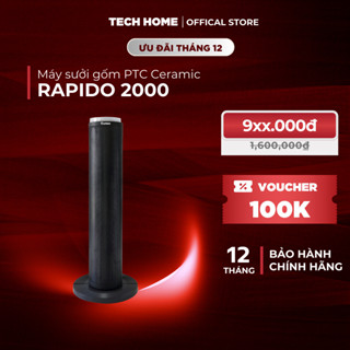 Máy sưởi gốm Rapido công suất 2000W làm ấm phòng nhanh, công nghệ ceramic không đốt oxy, bảo hành 12 tháng