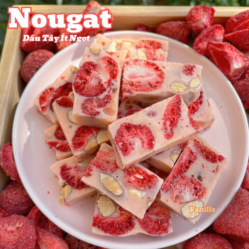 Kẹo Nougat Dâu Giòn- Tiệm Nougat Vanilla