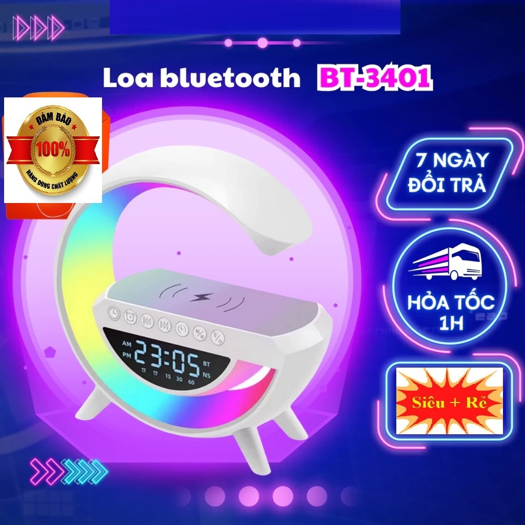 Loa Nghe Nhạc Chữ G Đèn LEd RGB Bass Hay Trầm Âm Thanh Sống Động - Loa BT3401 Bảo Hành 1 Tháng