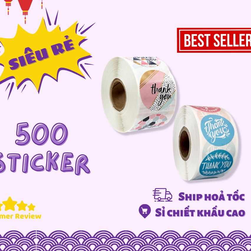 Cuộn 500 stick dán nhãn dễ thương