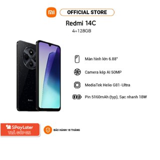 Điện thoại thông minh Redmi 14C (4+128GB) | Màn hình 6.88" | Camera kép AI 50MP | MediaTek Helio G81-Ultra