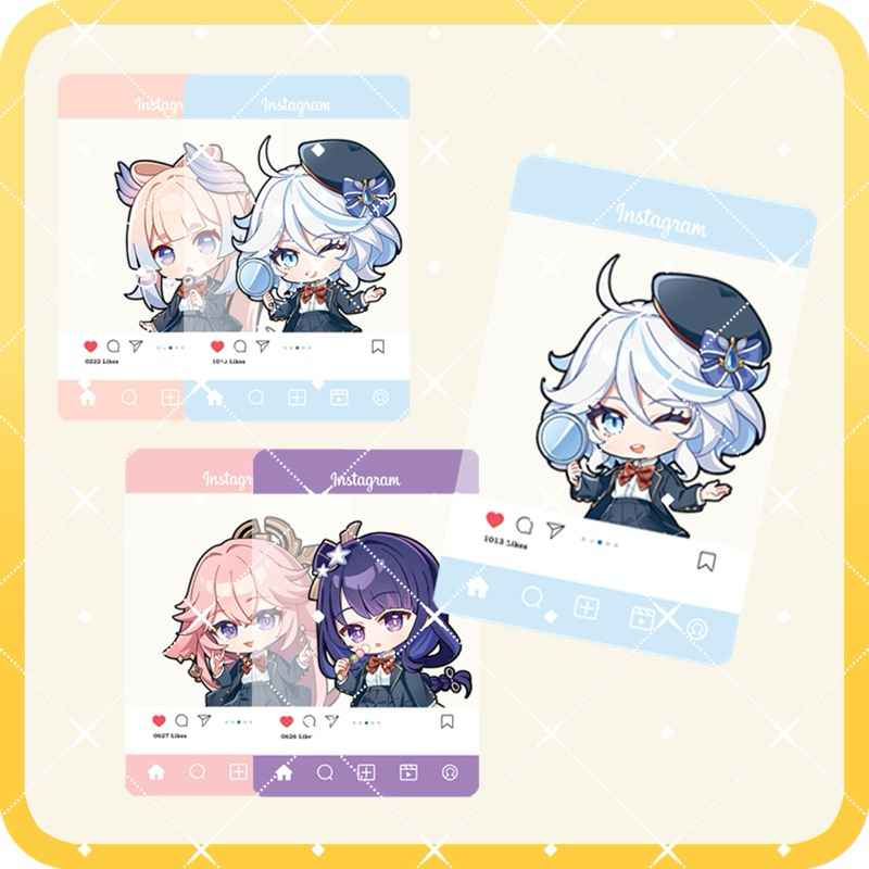 (Hàng artist Việt Nam AENA) Card Bo Góc Instagram Standee Genshin Impact Furina Raiden Ei Yae Kokomi